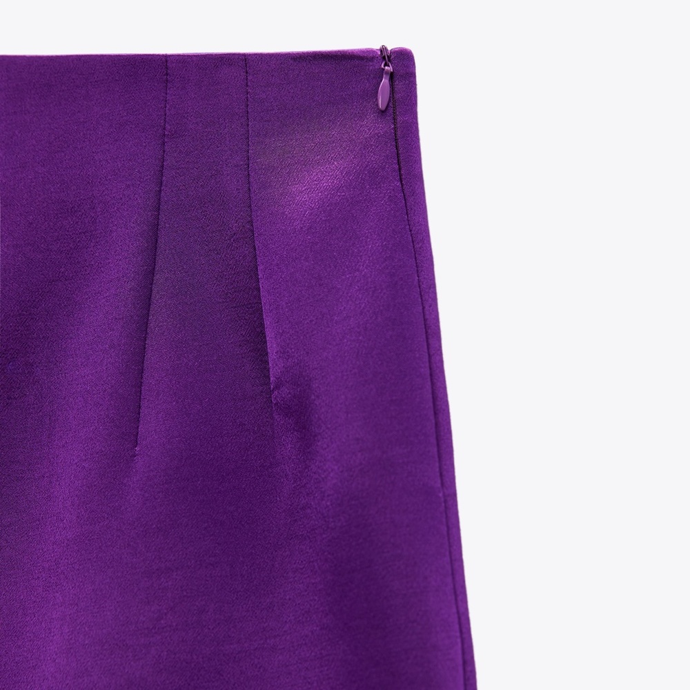 ZARA Purple Satin Effect Mini Skirt Small High Waisted Skirt NWT - Picture 10 of 13